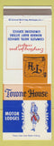 Matchbook Cover - Towne House Motor Lodges Danville Martinsville VA WORN