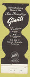 Matchbook Cover - San Francisco Giants Motor Inn Casa Grande AZ WEAR