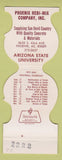 Matchbook Cover - Arizona State Sun Devils Football 1977 Concrete Phoenix AZ