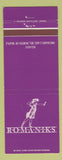 Matchbook Cover - Romaniks West Bloomfield Township MI