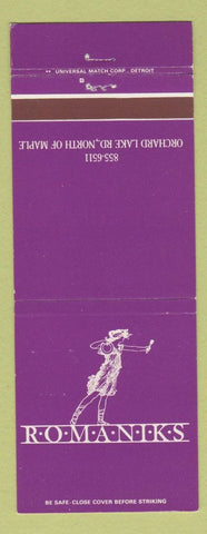 Matchbook Cover - Romaniks West Bloomfield Township MI
