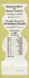 Matchbook Cover - Pittsburgh Steelers Football 1981 Beaver County National Bank