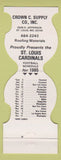 Matchbook Cover - St Louis Cardinals Football 1985 Crown Supply MO roofing