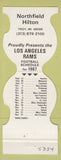 Matchbook Cover - Los Angeles Rams Football 1987 Hilton Troy MI