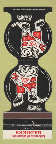 Matchbook Cover - University Wisconsin Badgers Hockey 1977 Concourse Madison WI