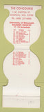 Matchbook Cover - University Wisconsin Badgers Hockey 1977 Concourse Madison WI