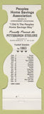 Matchbook Cover - Pittsburgh Steelers Football 1983 Peoples Home Savings