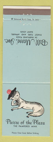 Matchbook Cover - Bill Marre Furs Mink St Louis MO