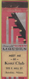 Matchbook Cover - Konz Club Austin MN deco WEAR
