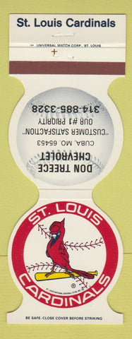 Matchbook Cover - St Louis Cardinals Baseball 1985 Treece Chevrolet Cuba MO