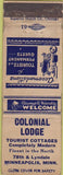 Matchbook Cover - Colonial Lodge Minneapolis MN WEAR