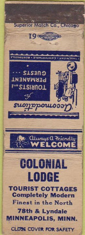 Matchbook Cover - Colonial Lodge Minneapolis MN WEAR