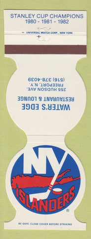 Matchbook Cover - New York Islanders Hockey 1982 Water's Edge Freeport NY