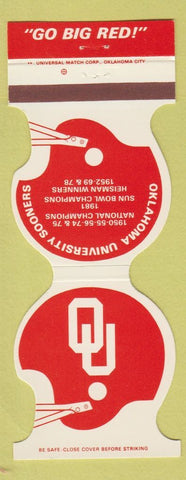Matchbook Cover - Oklahoma Sooners Football 1982 Pioneer Savings Tulsa OK