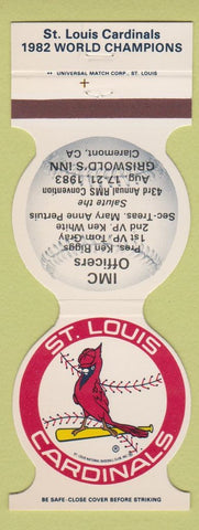 Matchbook Cover - St Louis Cardinals Baseball 1983 RMS Match Club