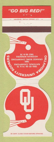 Matchbook Cover - Oklahoma Sooners Football 1980 Martin's Lawton OK restaurant