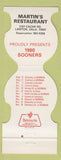 Matchbook Cover - Oklahoma Sooners Football 1980 Martin's Lawton OK restaurant