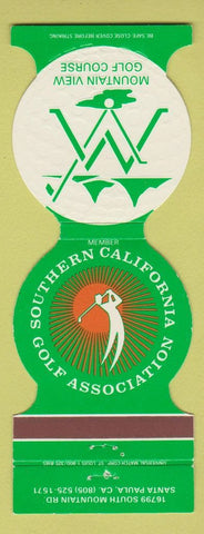 Matchbook Cover - Mountain View Golf Course Santa Paula CA