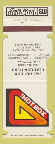 Matchbook Cover - The Hot Box South Wind Stewart Warner Hubbard OH