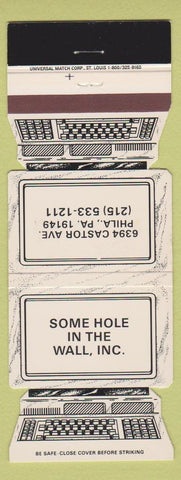 Matchbook Cover - Some Hole in the Wall Philadelphia PA