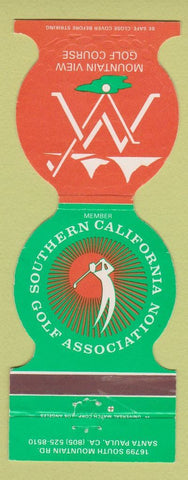 Matchbook Cover - Mountain View Golf Course Santa Paula CA
