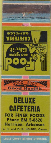 Matchbook Cover - Deluxe Cafeteria Harrison AR