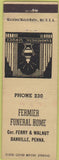 Matchbook Cover - Fermier Funeral Home Danville PA