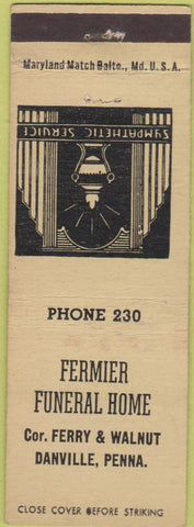 Matchbook Cover - Fermier Funeral Home Danville PA