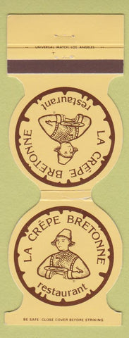 Matchbook Cover - La Crepe Bretonne Restaurant Winnipeg MB