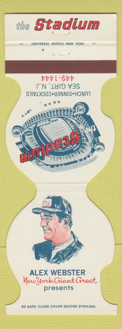 Matchbook Cover - The Stadium Sea Girt NJ Alex Webster Football