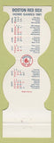 Matchbook Cover - Boston Red Sox Baseball 1981 Sikorsky Federal Credit Union