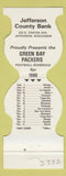 Matchbook Cover - Green Bay Packers Football 1980 Bank Jefferson WI
