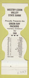 Matchbook Cover - Green Bay Packers Football 1980 Westby Coon Valley State Bank