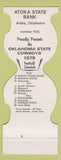 Matchbook Cover - Oklahoma State Cowboys 1979 Bank Atoka OK