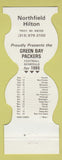 Matchbook Cover - Green Bay Packers Football 1986 Hilton Troy MI