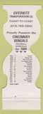 Matchbook Cover - Cincinnati Bengals Football 1994 Overnite Trucking