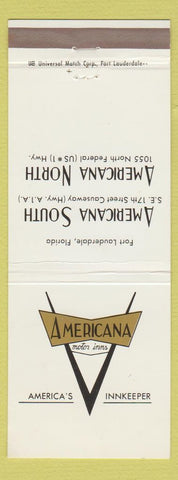 Matchbook Cover - Americana Motor Inns Fort Lauderdale FL