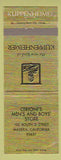 Matchbook Cover - Kuppenheimer Men's Clothes Madera CA Cerioni's