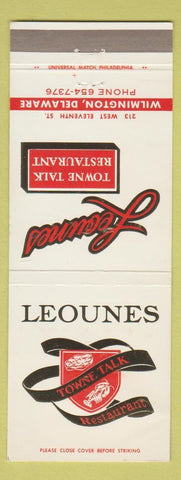 Matchbook Cover - Leounes Towne Talk Restaurant Wilmington DE