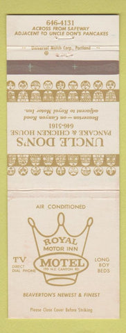 Matchbook Cover - Royal Motor Inn Motel Uncle Don's Beaverton OR