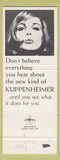 Matchbook Cover - Kuppenheimer Men's Clothes Straus Fargo ND
