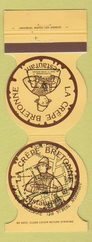 Matchbook Cover - LA Crepe Bretonne Restaurant Winnipeg MB