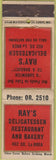 Matchbook Cover - Ray's Deli Inglewood CA Star WEAR