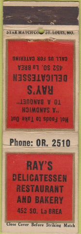 Matchbook Cover - Ray's Deli Inglewood CA Star WEAR