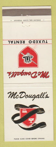 Matchbook Cover - McDougall's Laundry Cleaners Tuxedo San Antonio TX