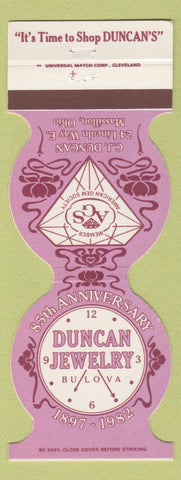 Matchbook Cover - Duncan Jewelry Bulova Watches Massillon OH 1982