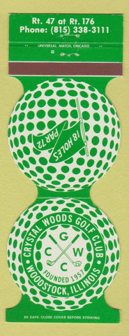 Matchbook Cover - Crystal Woods Golf Club Woodstock IL