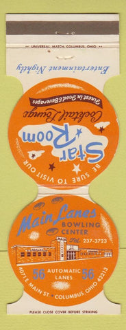 Matchbook Cover - Main Lanes Bowling Columbus OH WEAR Jewelite
