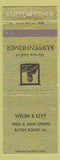 Matchbook Cover - Kuppenheimer Men's Clothes Welsh & Levy Baton Rouge LA