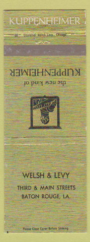 Matchbook Cover - Kuppenheimer Men's Clothes Welsh & Levy Baton Rouge LA